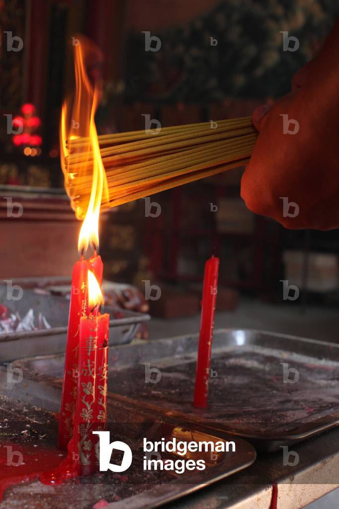Thien Hau Temple. Burning Incense during Tet, the Vietnamese lunar New Year celebration, Ho Chi Minh City, Vietnam