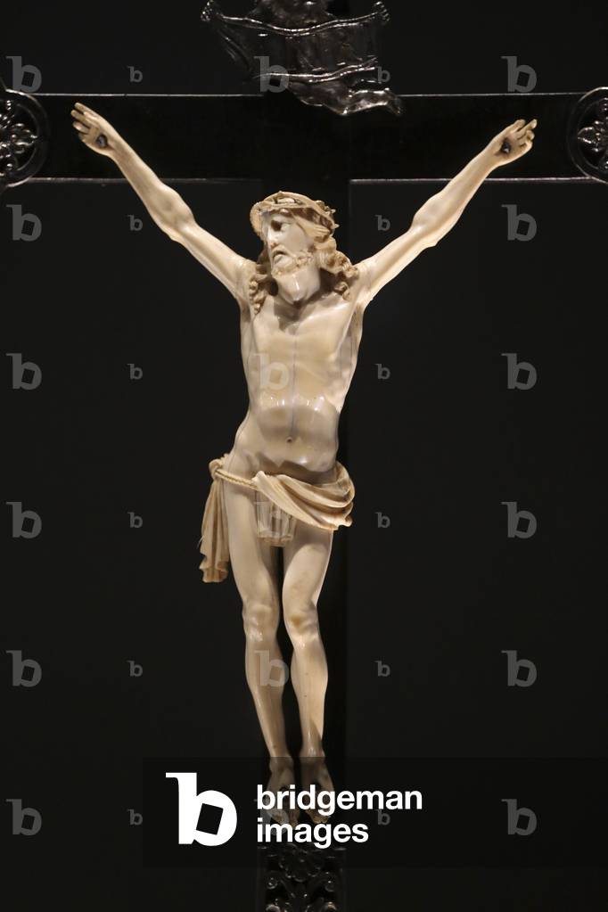 Saint-Maurice, Valais, Switzerland, le 16/9/2015 - Saint-Maurice d'Agaune abbey. Altar crucifix. 17 th century.