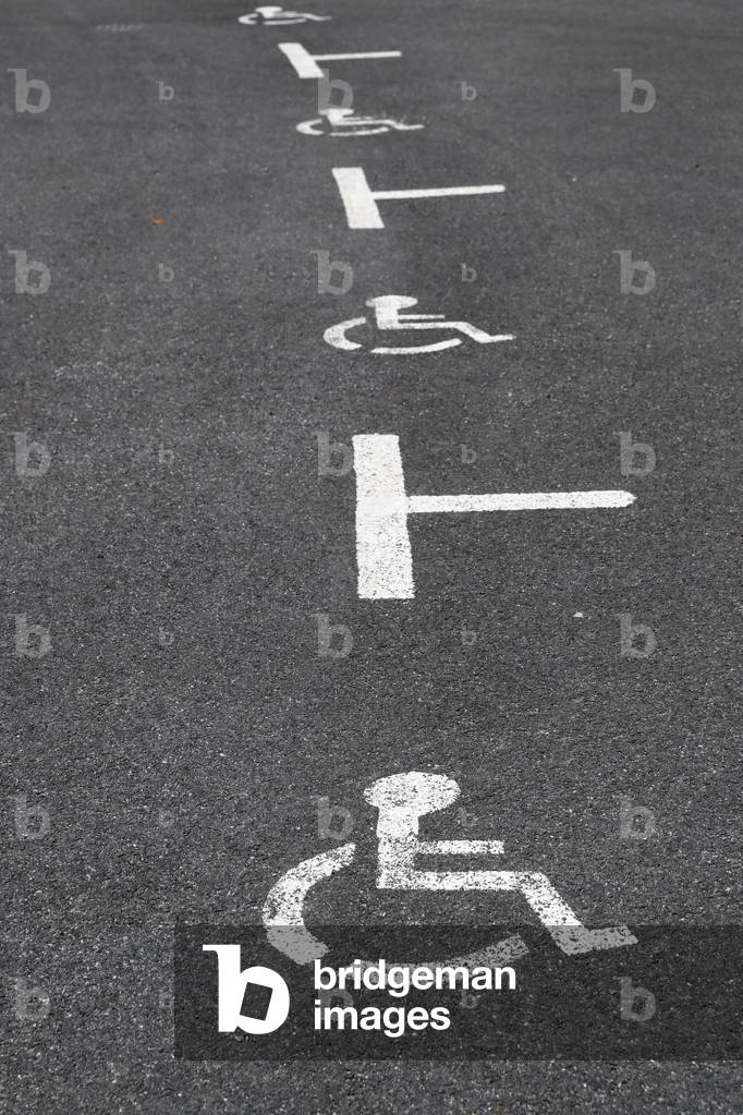 Disabled parking space.   France.