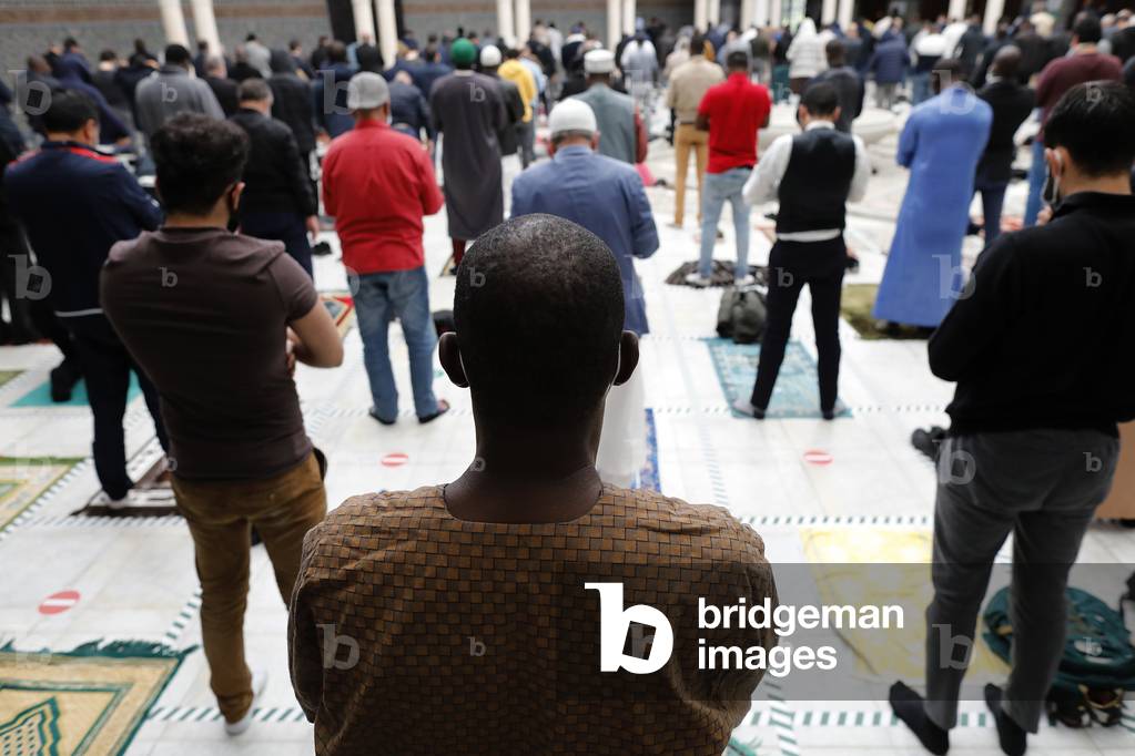 Prayer at the Paris Great Mosque, France