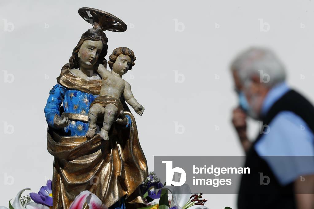 Catholic church during covid-19 epidemic. Assumption mass.  Notre Dame de la Gorge church.  France.