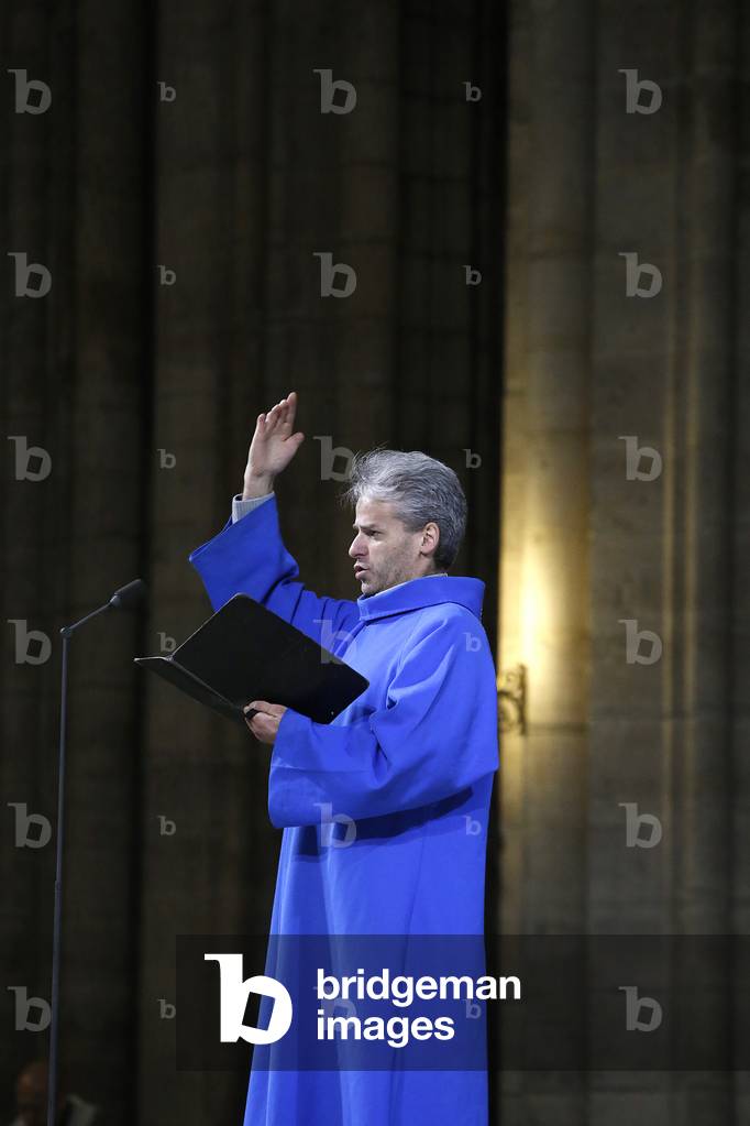 Ash wednesday celebration at Notre Dame cathedral, Paris, France. (photo)