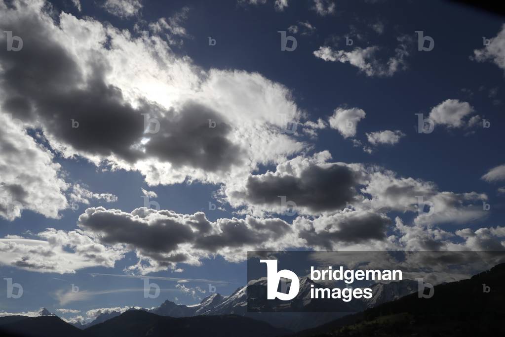 Clouds over the Mont Blanc massif, the highest mountain of Europe  France.