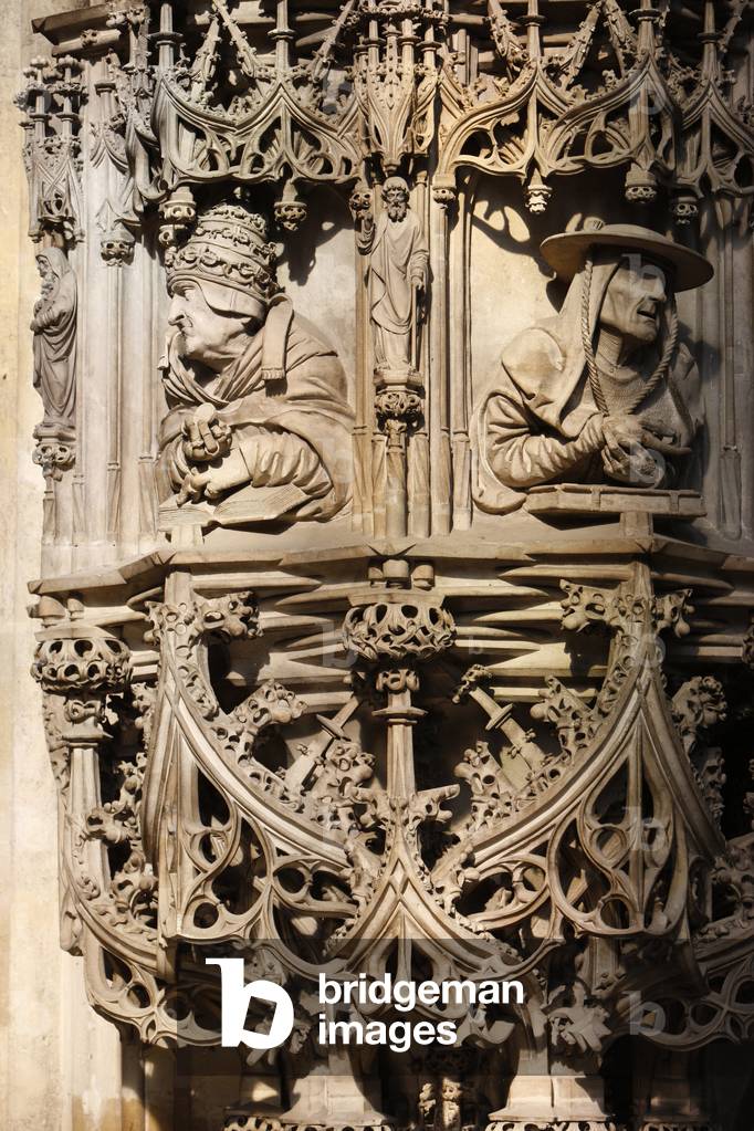 St Stephen's Cathedral The stone pulpit, a masterwork of late gothic sculpture, Vienna, Austria. (Saint-Etienne ou Saint Etienne ou Stephansdom ou Saint Stephane ou St Stephan Kirche)