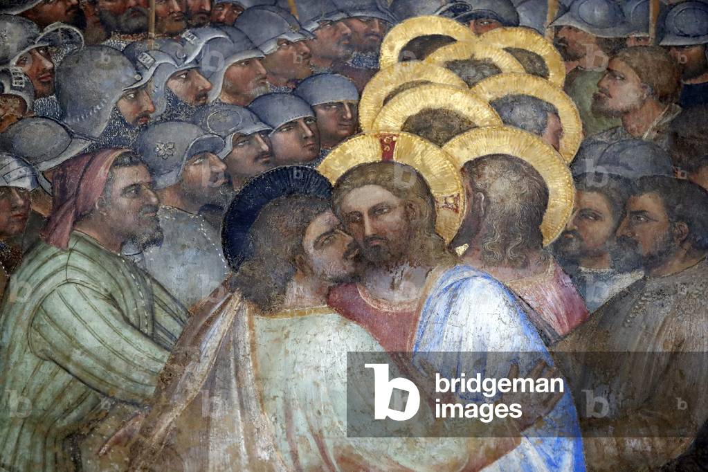 The Padua Baptistery. Ceilling frescoes  14th century by Giusto de Menabuoi.  The kiss of Judas.  Padua. Italy.  (photo)