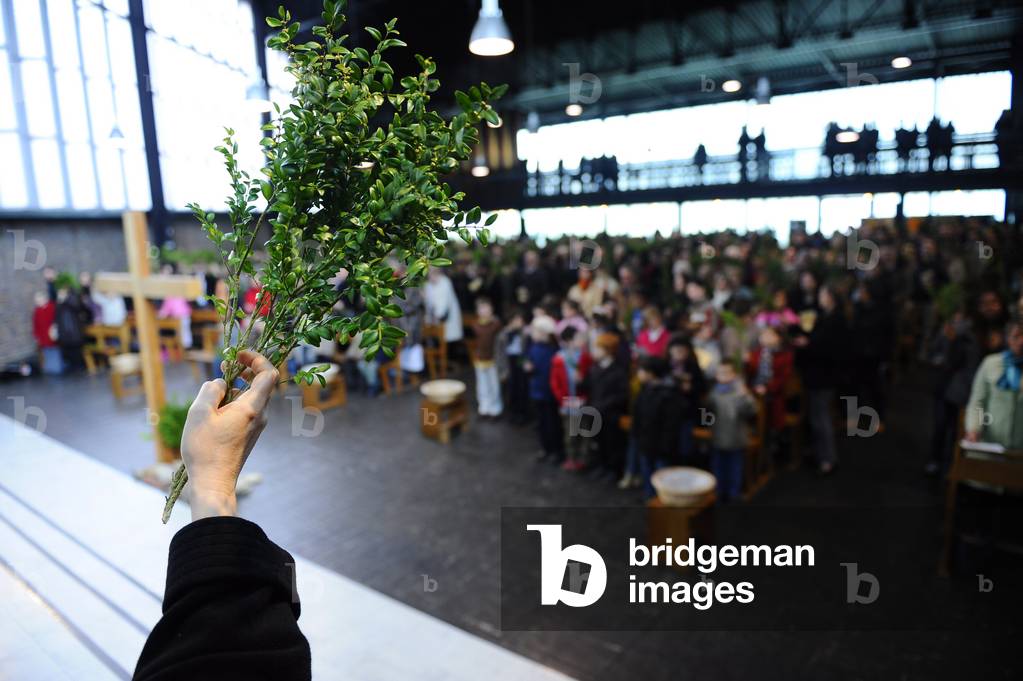 Palm sunday celebration in a Paris church, Paris, France