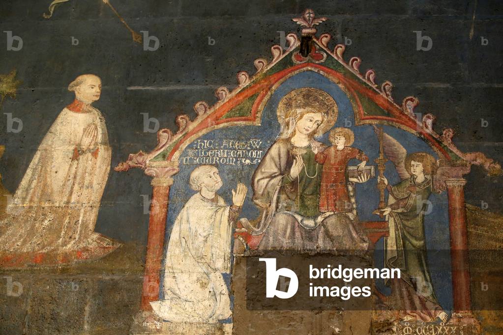 Notre Dame de Clermont cathedral, Clermont-Ferrand, France, St George's chapel (late 13th century), Fresco detail (photo)