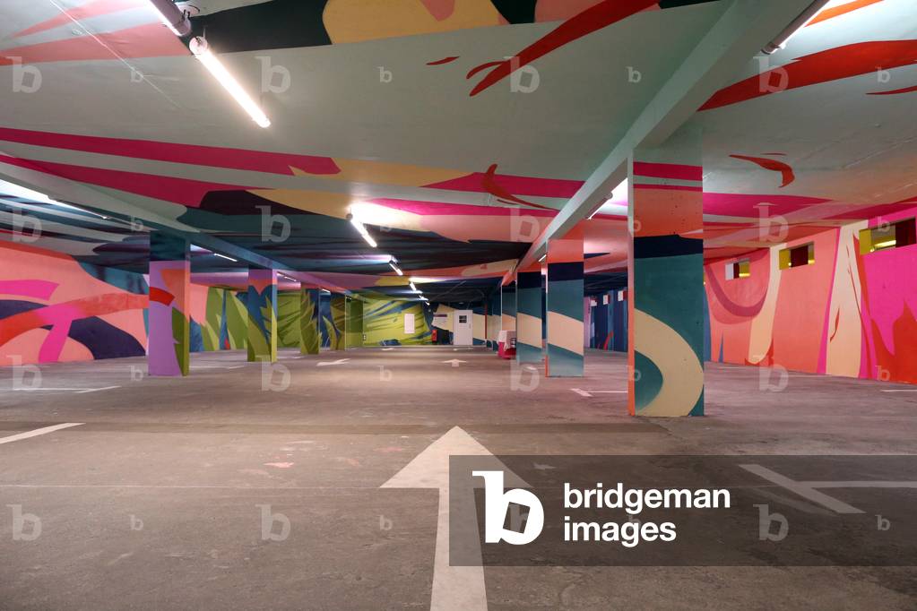 2 KM 3 Saint-Gervais Mont-Blanc contempory art platform, Street art, Work realized by French artist Jaw, France (photo)