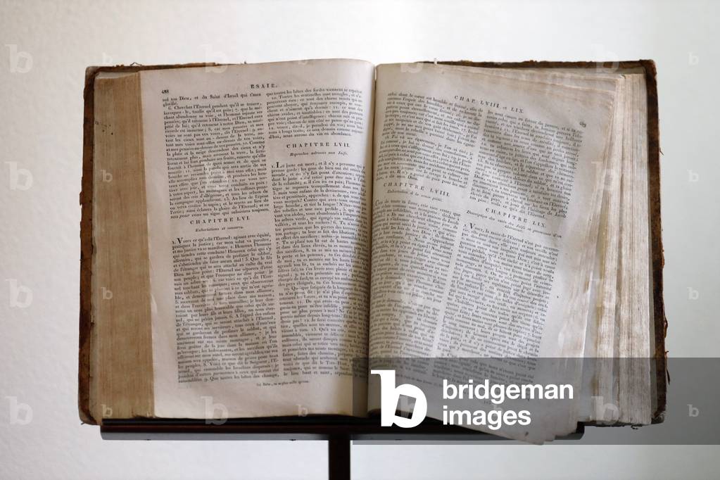 Protestant church.  Open old bible.