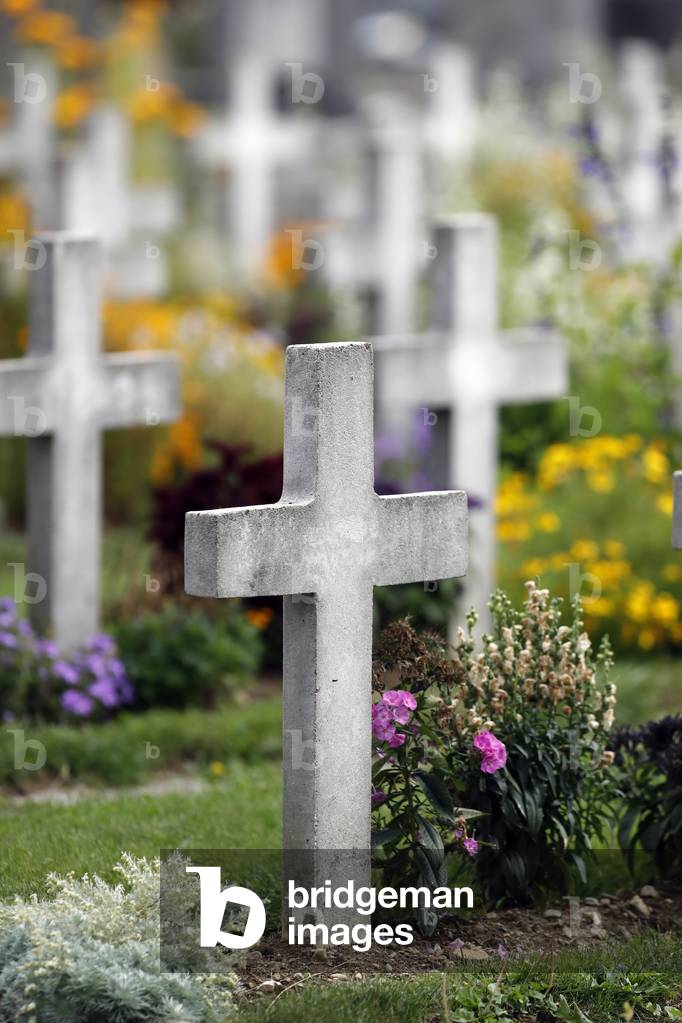 All Saints Day in a cemetery. Military cemetery. Second World War II.  Annecy. France.