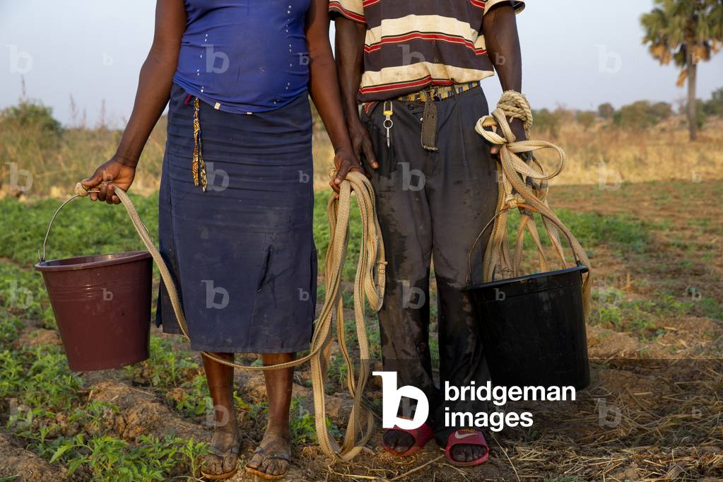 Microfinance clients watering their crops in Namong, Tone district, Togo (photo)
