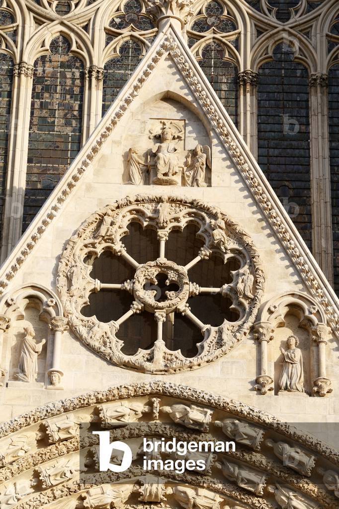 Facade Central Portal and Rose Window - Bourges Cathedral, Bourges, France