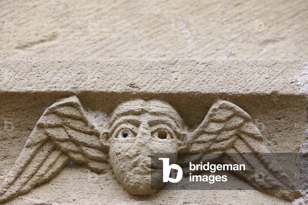 Sainte Foy abbey church : sculpted angel, Conques, France