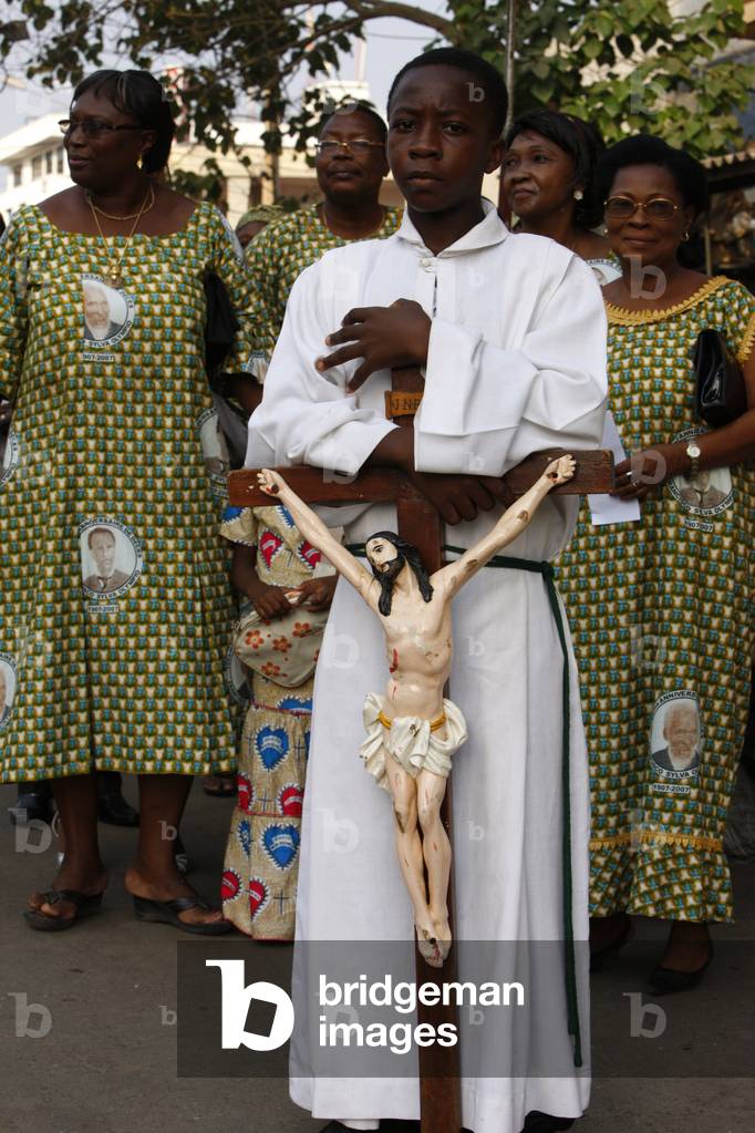 Procession outside Lome cathedral, Lome, Togo