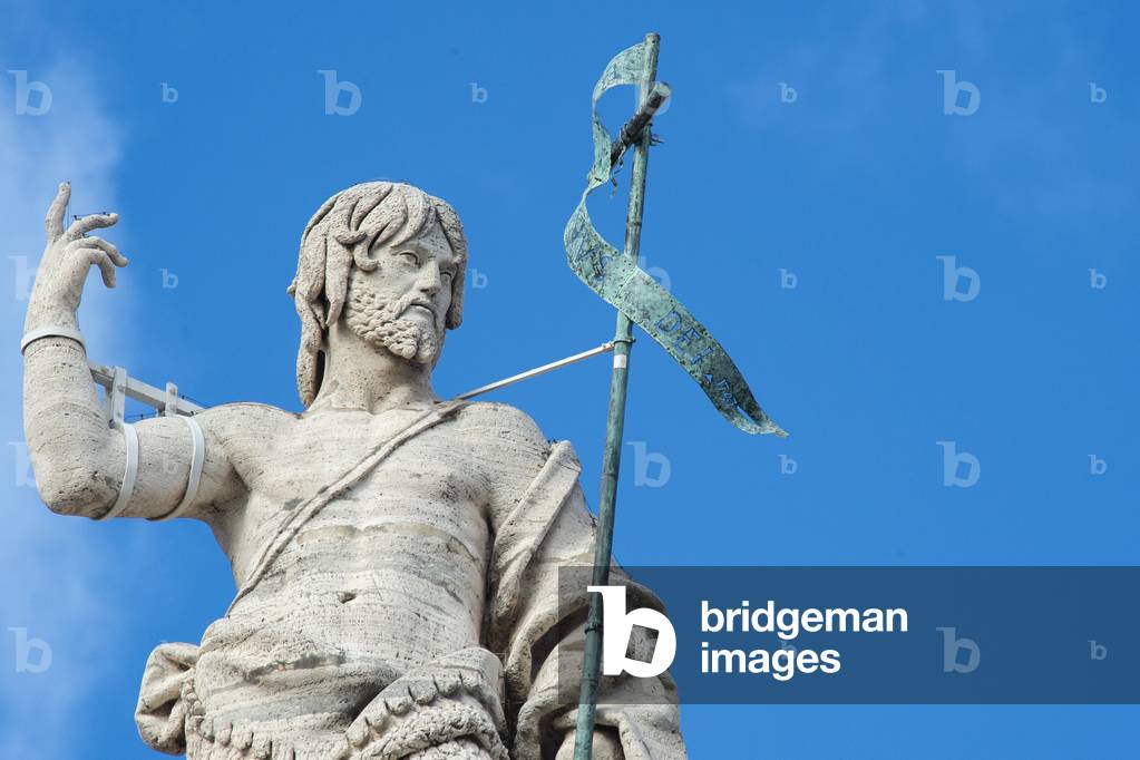 St John the Baptist statue in St Peter's square, Rome, Vatican