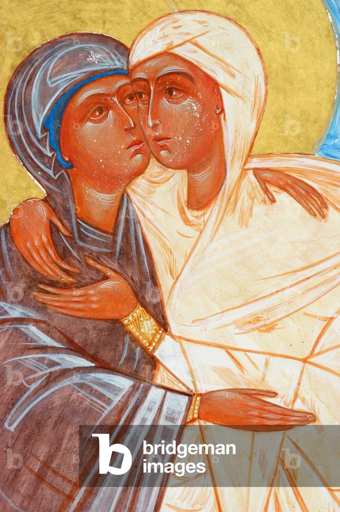 Painting of the Visitation in Ain Kerem orthodox monastery Ain-Karim Israel