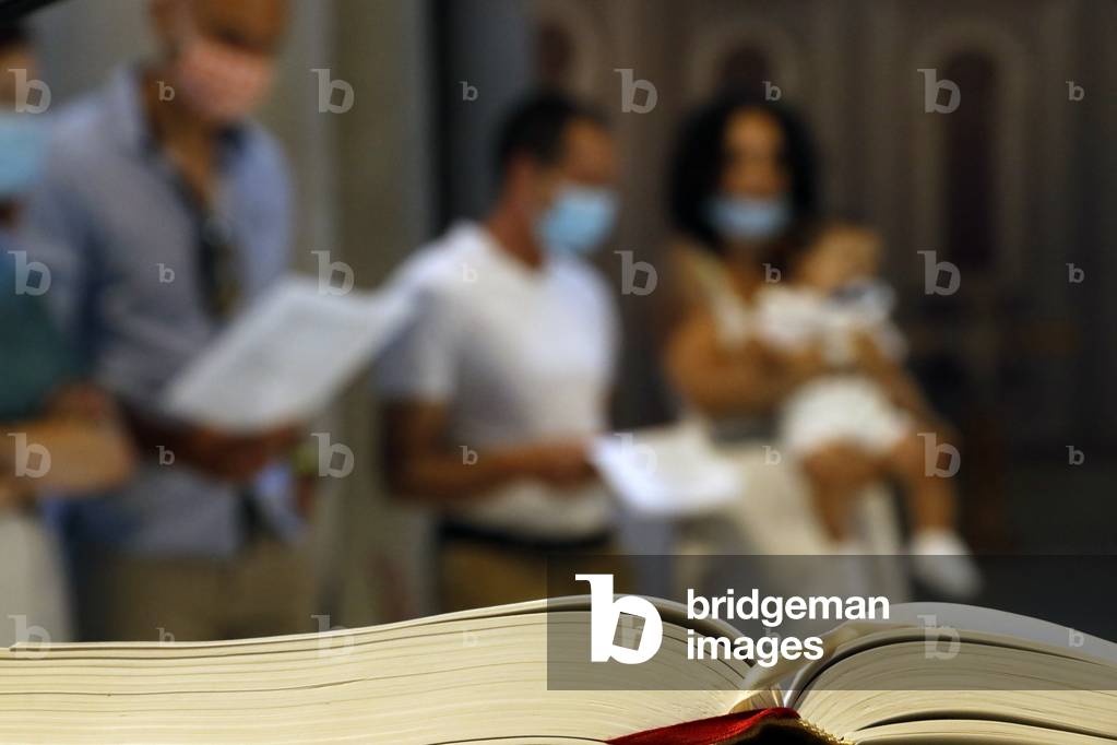Catholic church. Baptismal liturgy.   France.