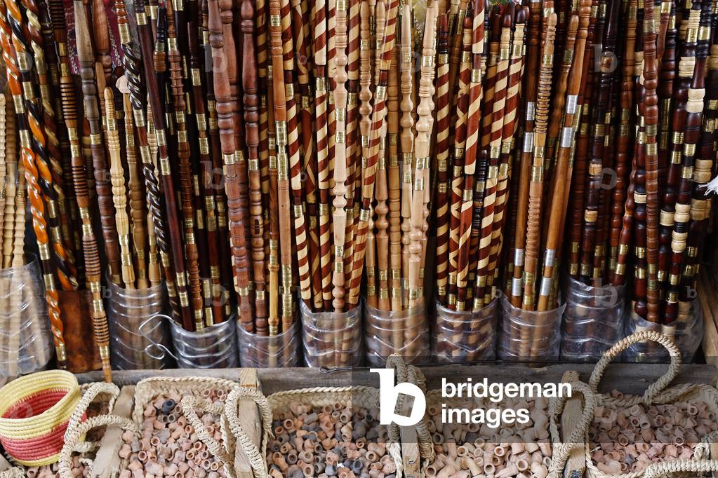 Pipes used for smoking kiff (hashish) sold in Fes, Morocco (photo)