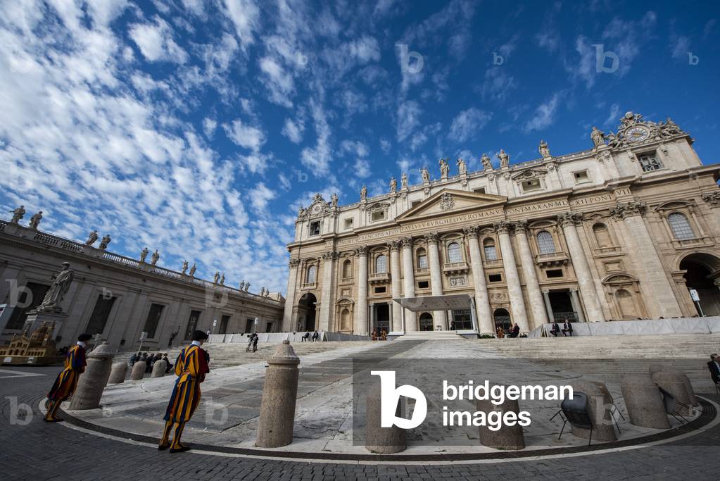 General view of Saint Peter's Basilica during Pope Francis weekly general audience in St. Peter's Square at the Vatican.