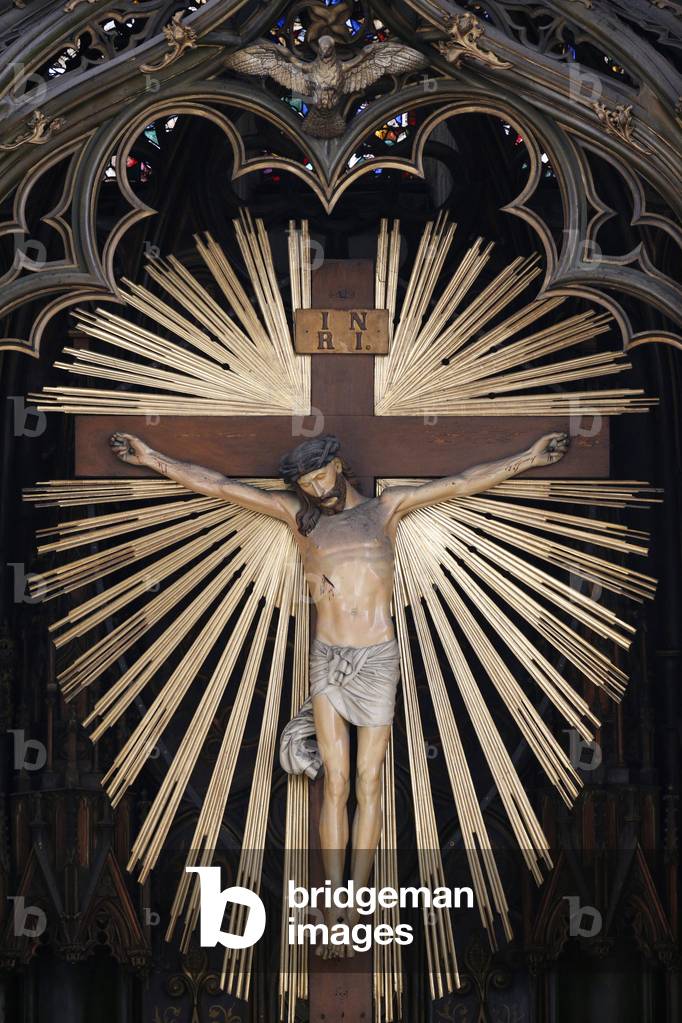 Maria am Gestade church (Mary at the shore) Jesus on the cross, Vienna, Austria
