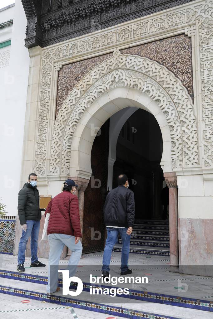 Faithful going to friday prayer at the Paris Great Mosque, France