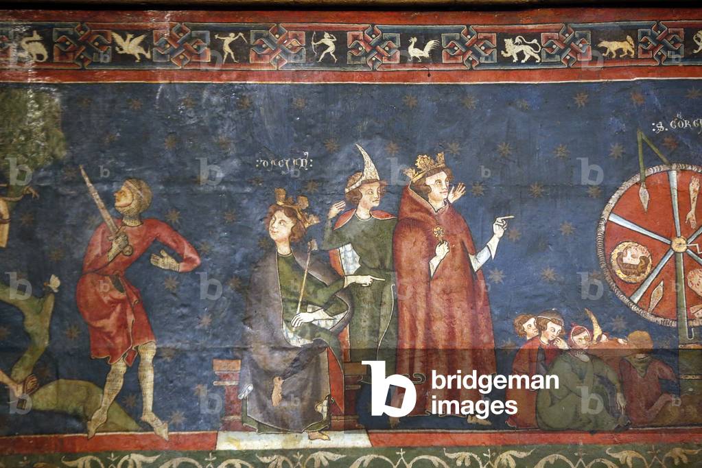 Notre Dame de Clermont cathedral, Clermont-Ferrand, France, St George's chapel (late 13th century), Fresco detail (photo)