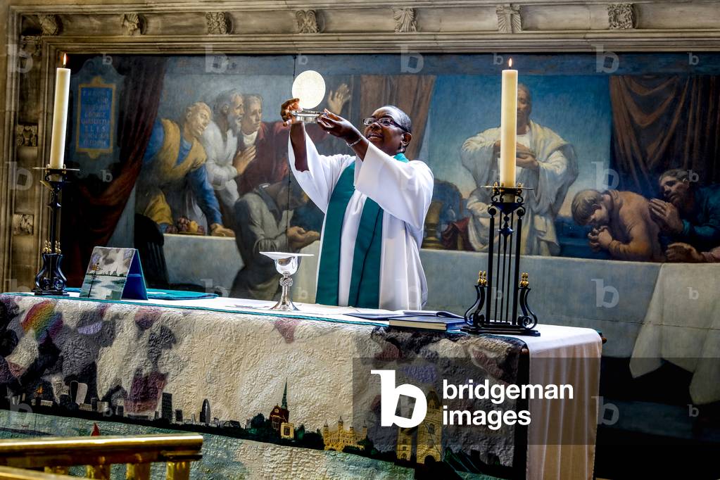 Anglican service in All Hallows by the Tower, the oldest church in the City of London, U.K, Eucharist, 2018 (photo)