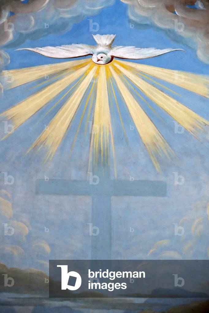 Pentecost, The pentecostal dove (representing Holy Spirit), Saint Francois de Sales church, Annecy, France, 2019 (photo)