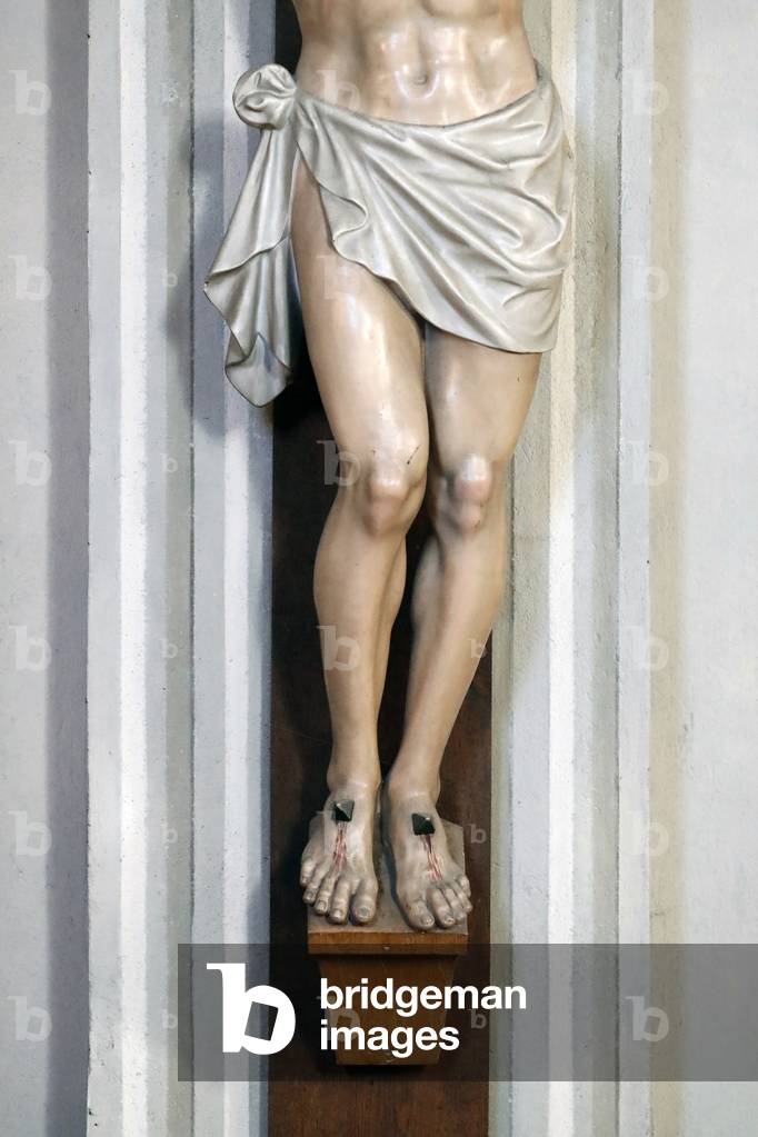 Sallanches church, The crucifixion, Jesus on the cross, France (photo)