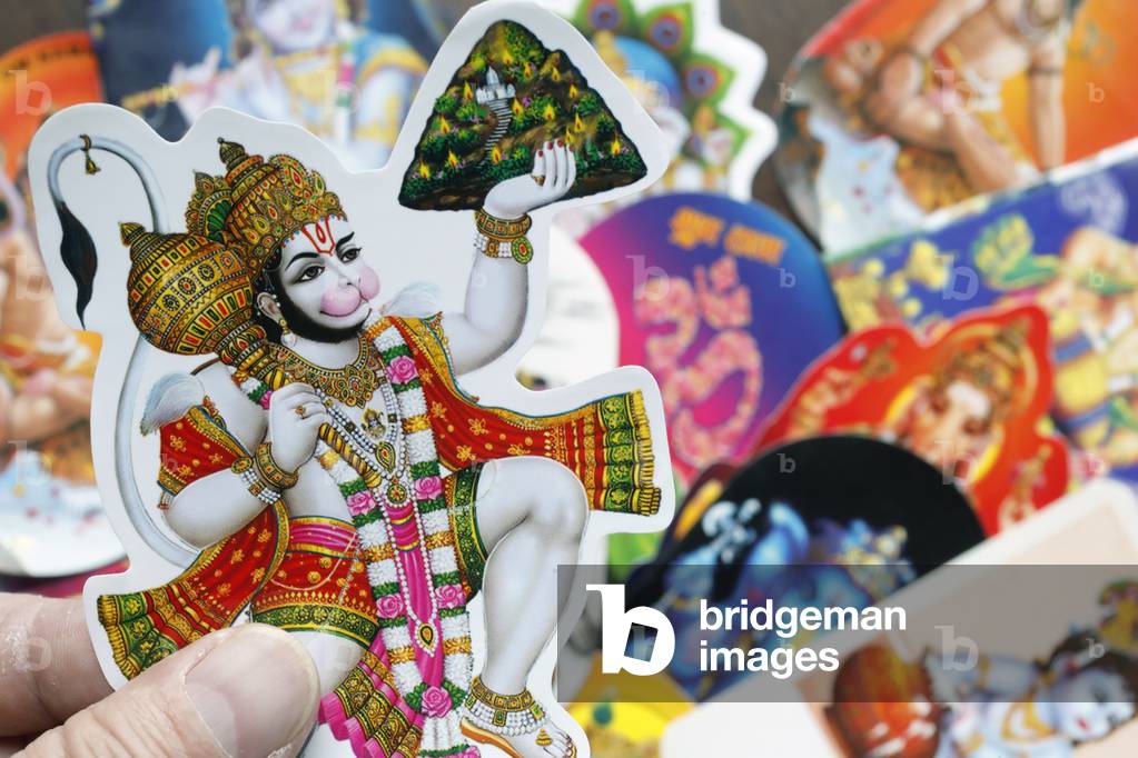 Hindu god images, Hanuman fetches the herb-bearing mountain, 2019 (photo)