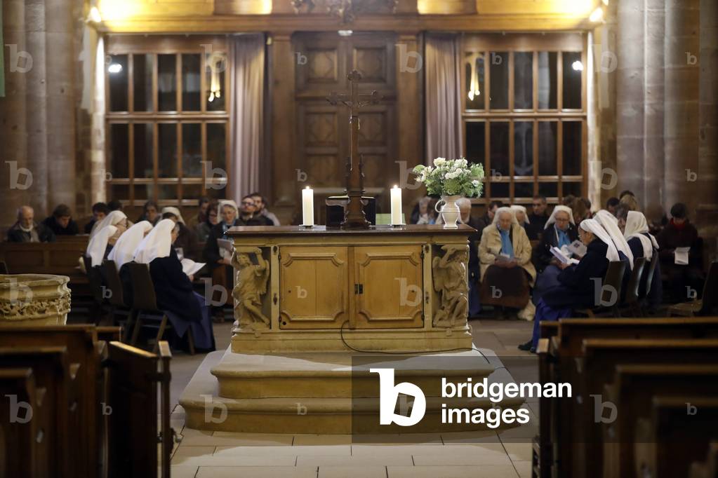 St Thomas protestant church, Protestant service, Strasbourg, France.