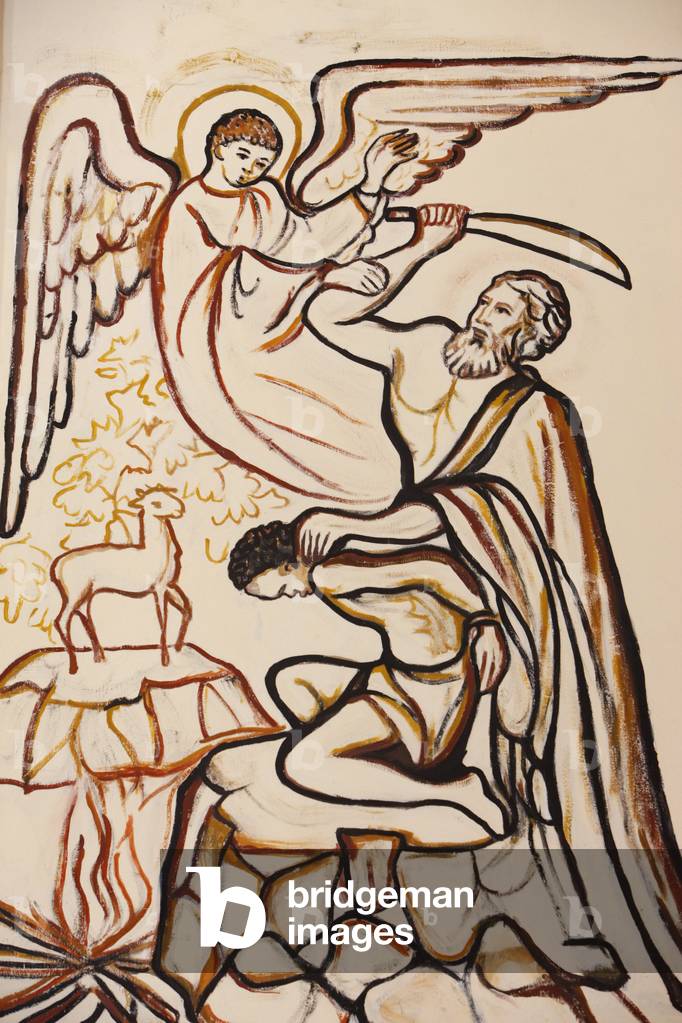 Painting in Lome cathedral : Abraham's sacrifice, Lome, Togo