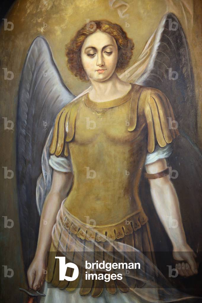 Angel painting in the Greek orthodox church of Aya Triada Istanbul Turquie