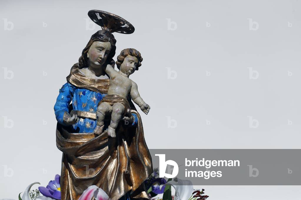 Catholic church during covid-19 epidemic. Assumption mass.  Notre Dame de la Gorge church.  France.