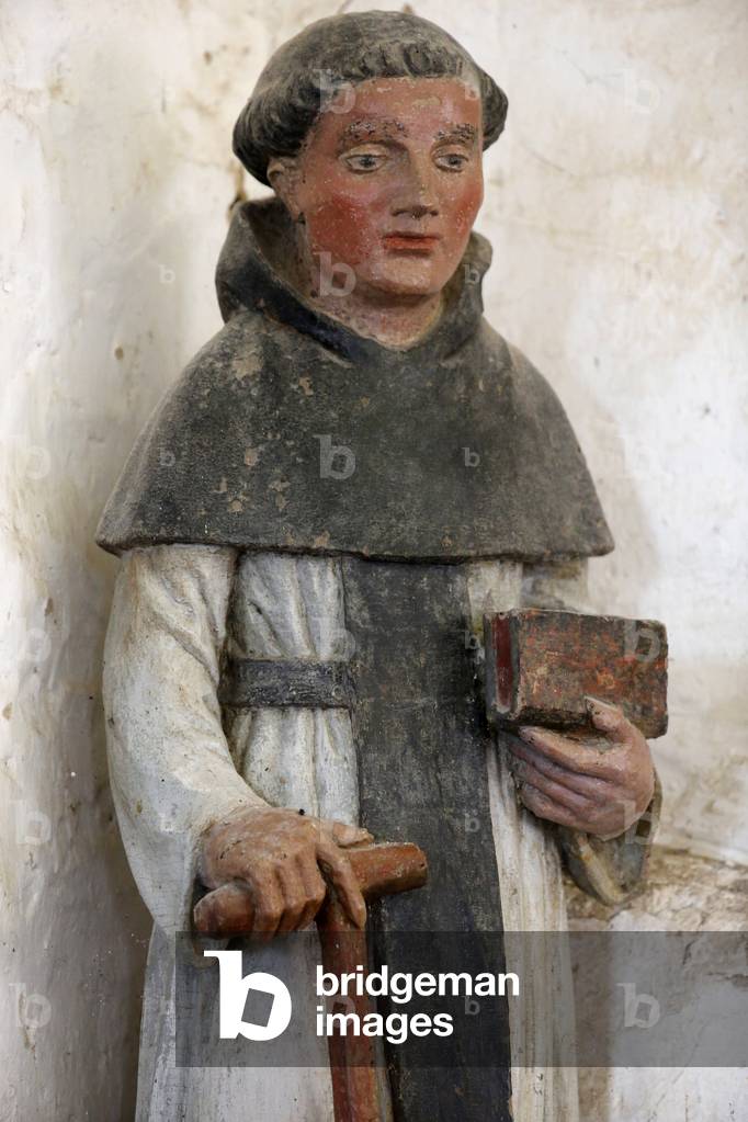 Statue. Saint Fiacre. Saint patron of the gardeners, La Ferte Loupiere, France