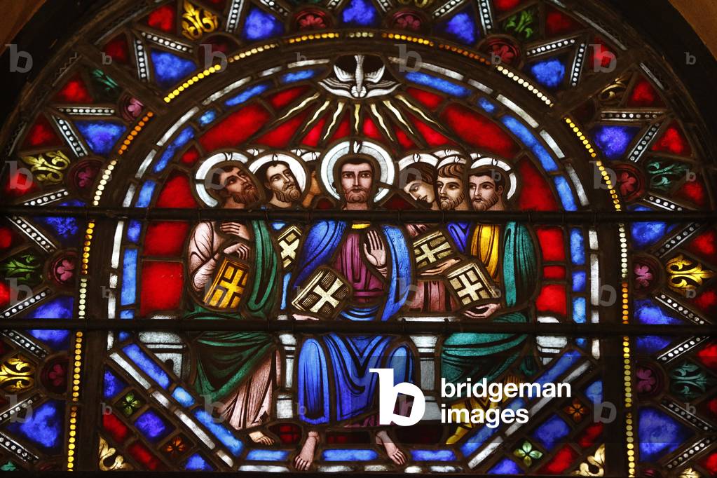 St Barth's church - Stained glass window - Jesus and the 12 apostles, New York, United States