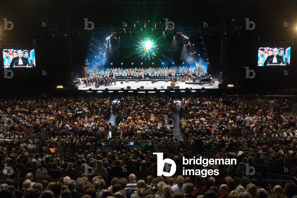 Protestant celebration at the Zenith of Strasbourg, Worshippers, Strasbourg, France.