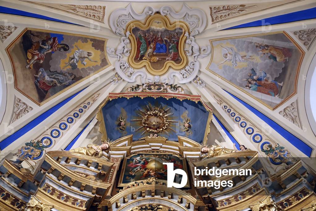 St. Nicolas de Veroce baroque church.   Painting.  France. (photo)