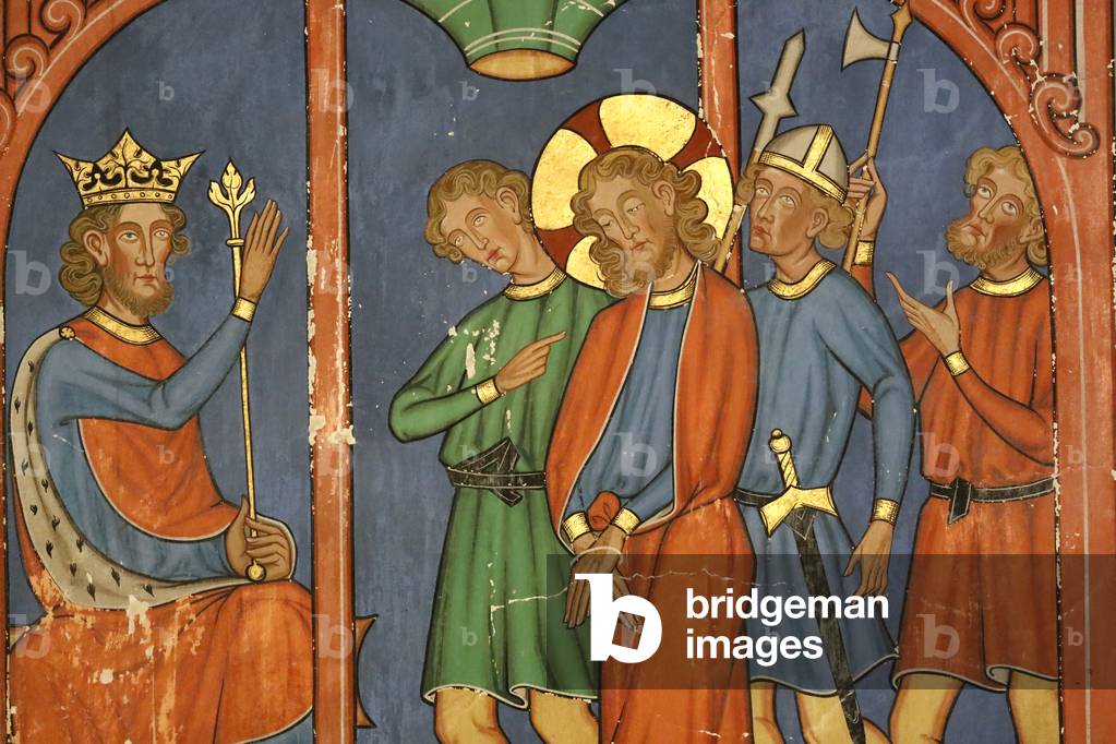 Saint-Pierre-le-Jeune Protestant Church, Passion of Christ, Jesus is condemned by the Sanhedrin, Fresco, Strasbourg, France.