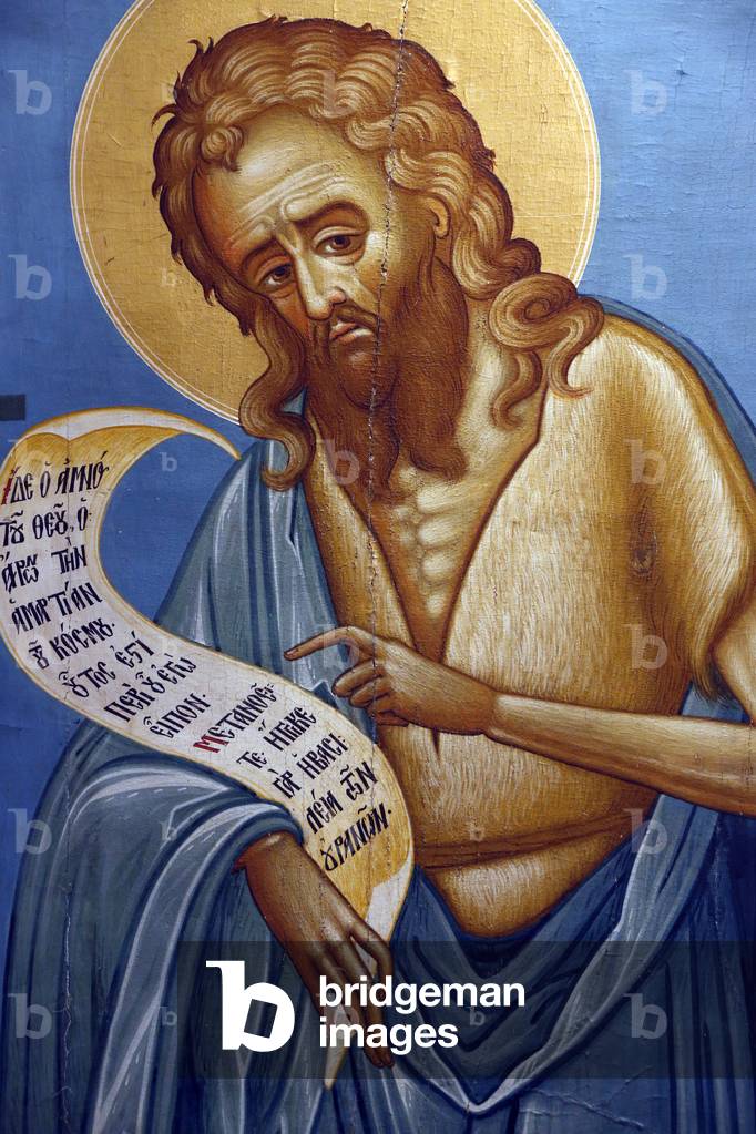 Icon in Pedoulas Byzantine museum : Saint John the Baptist (19th century), 20150510, Pedoulas, Cyprus