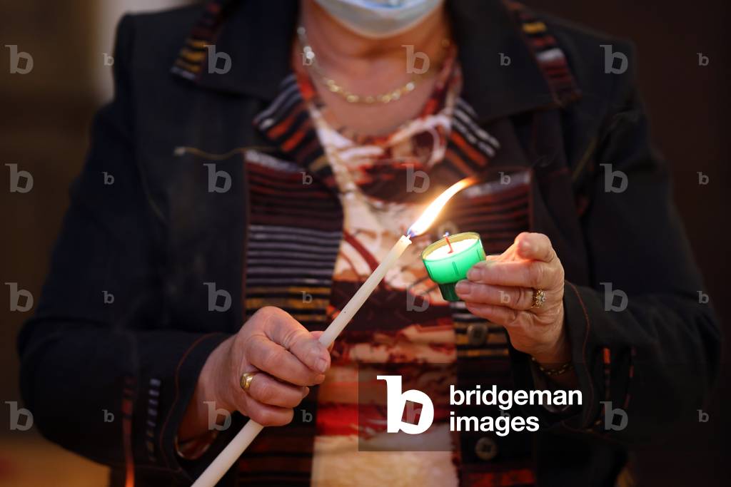 Catholic church during covid-19 epidemic.  Celebration of the mass.   France.