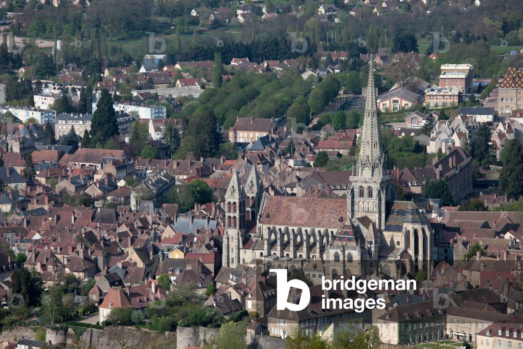Town view of Autun with the cathedral Saint-Lazare, Autun, France
