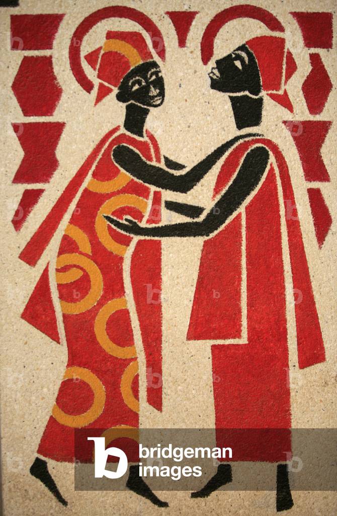 The Visitation The Keur Moussa abbey church fresco was designed and painted in 1963 by Dom Georges Saget , Keur Moussa, Senegal