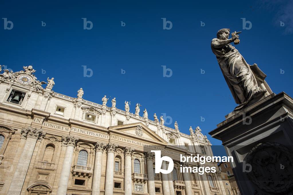 St Peter's statue in St. Peter's Square at the Vatican.
