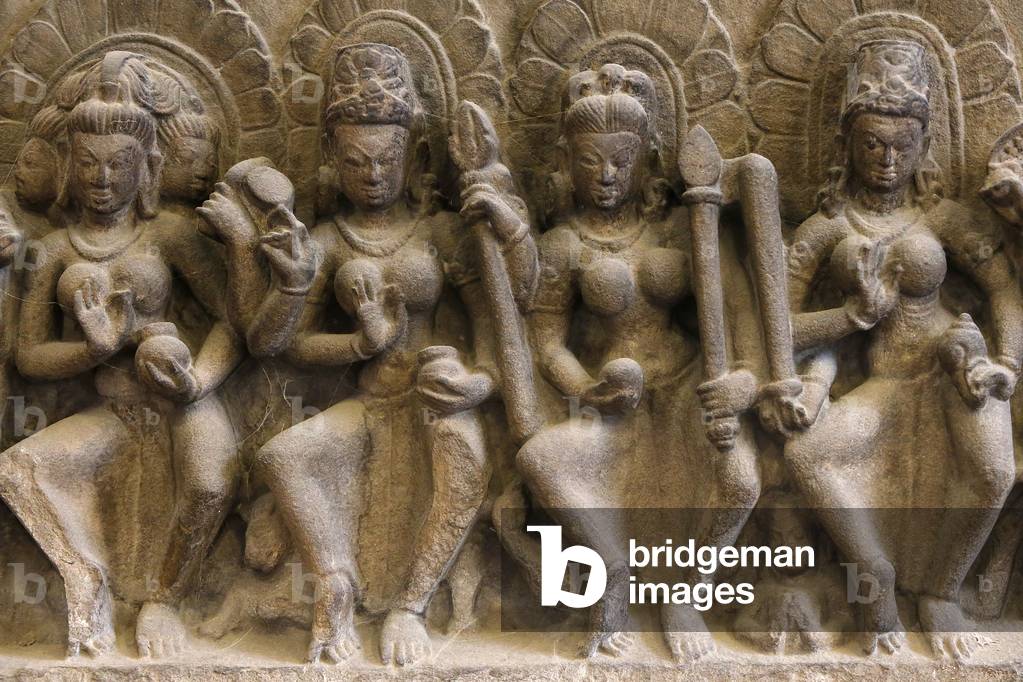Saptamatrikas (seven divine mothers), Pratihara, 10th century A.D., North India (stone)