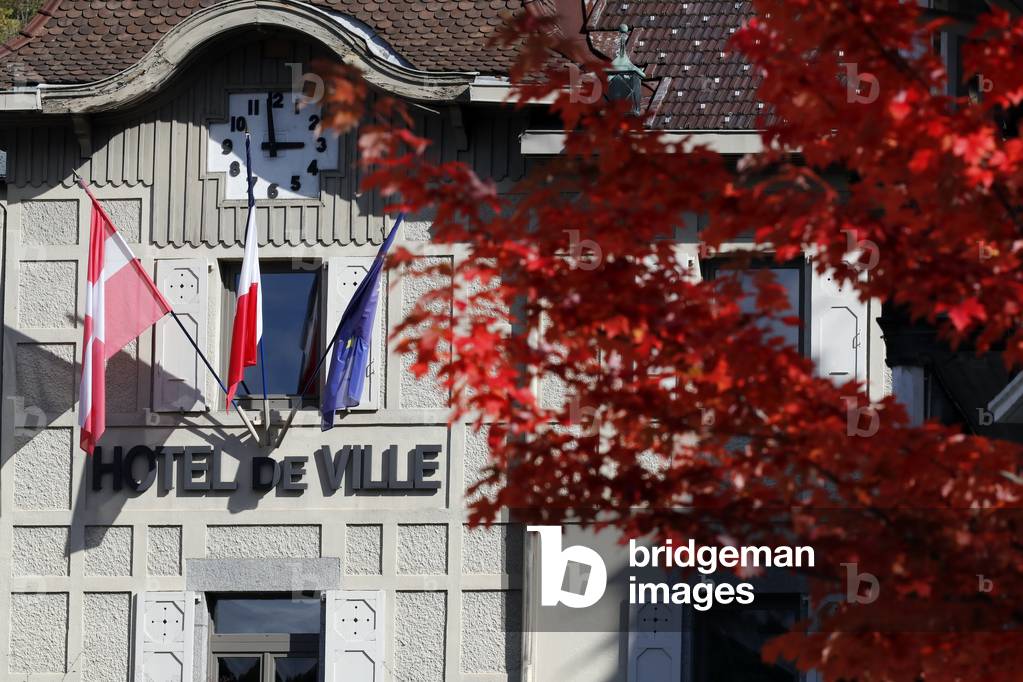 Saint Gervais les Bains village.  City hall.  France.