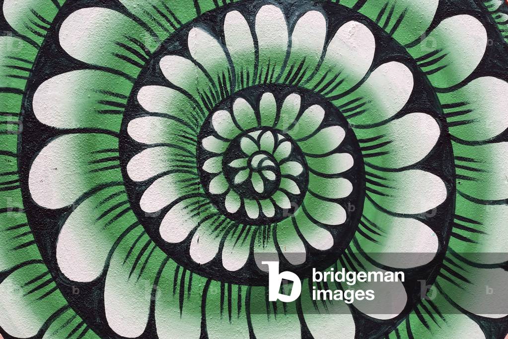 Hindu temple and shrine of Batu Caves, Lotus flower, Wall painting, Kuala Lumpur, Malaysia (photo)