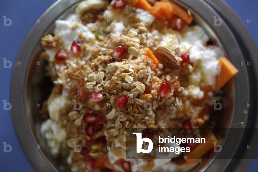Breakfast cereal with fruit, Rishikesh, India