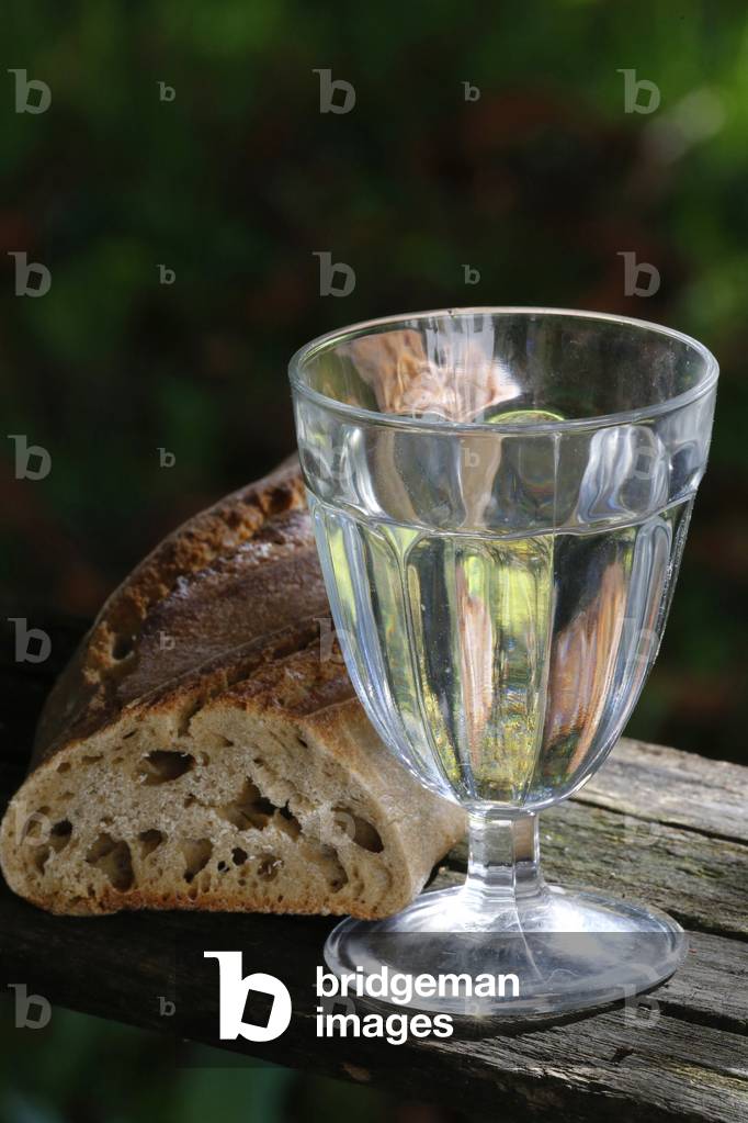 Bread and a glass of water during lent.