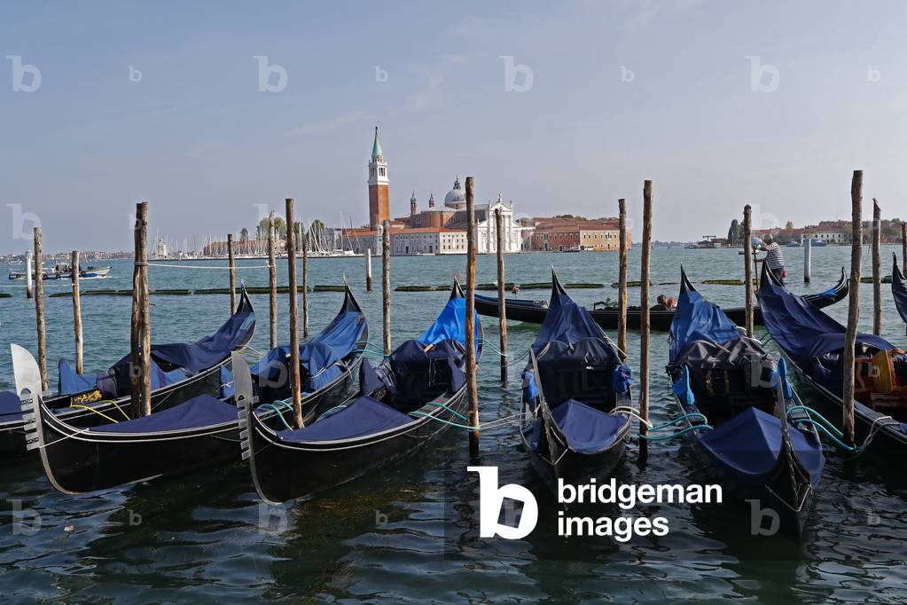 gondolas and San Giorgio Maggiore church.